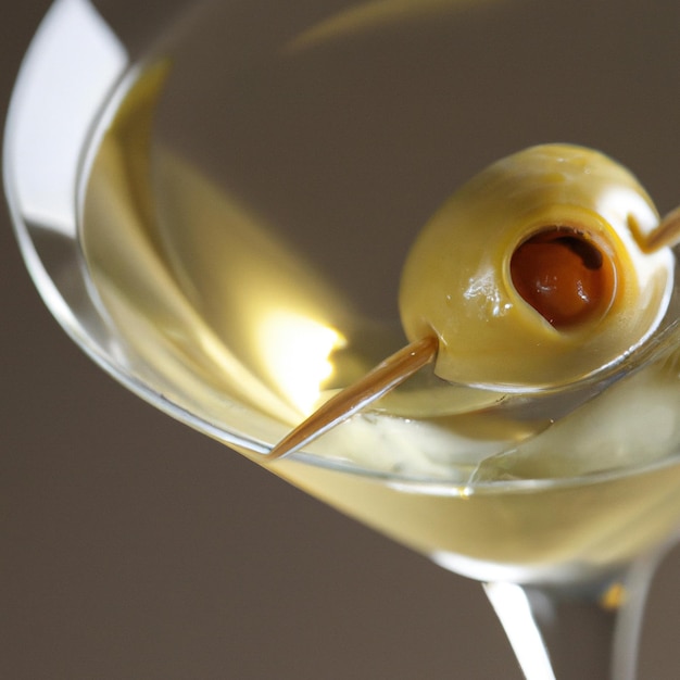 Álcool martini com azeitona e vodka coquetel tradicional bebida à noite bebida clássica gerada por IA