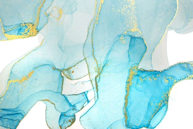 Álcool tinta azul e ouro abstrato