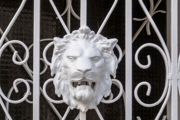 Foto aldaba de puerta de cabeza de león antiguo vintage