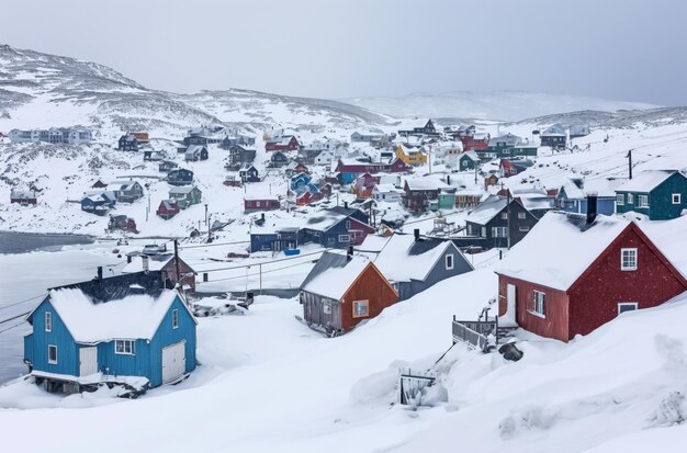 Foto aldea de groenlandia en invierno