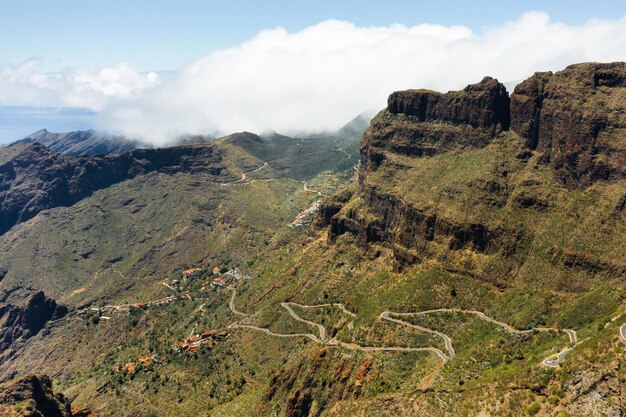 Aldeia de máscara no destino turístico popular da Espanha Aldeia de máscara de Tenerife