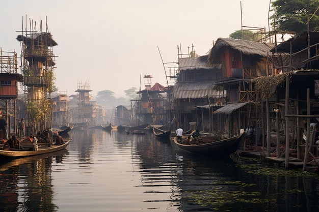 Foto aldeia flutuante makoko em lagos, nigéria