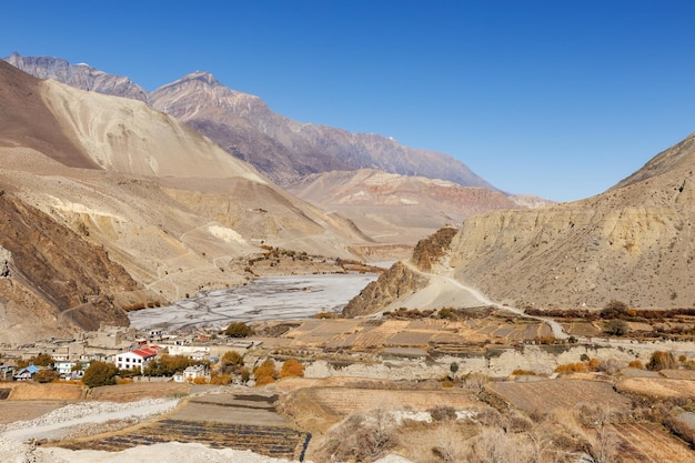 Aldeia Kagbeni e rio Kali Gandaki