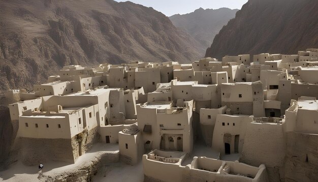 Foto aldeia pendurada perto de habala na região de asir, arábia saudita