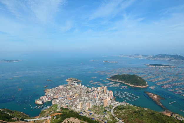 Foto aldeias com vista para uma ilha cidade de fuzhou província de fujian china