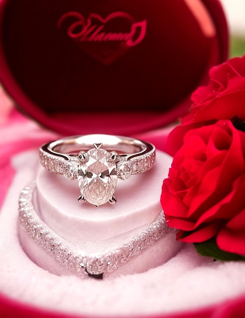 Foto aleación de diamantes y flor de rosa un símbolo de amor