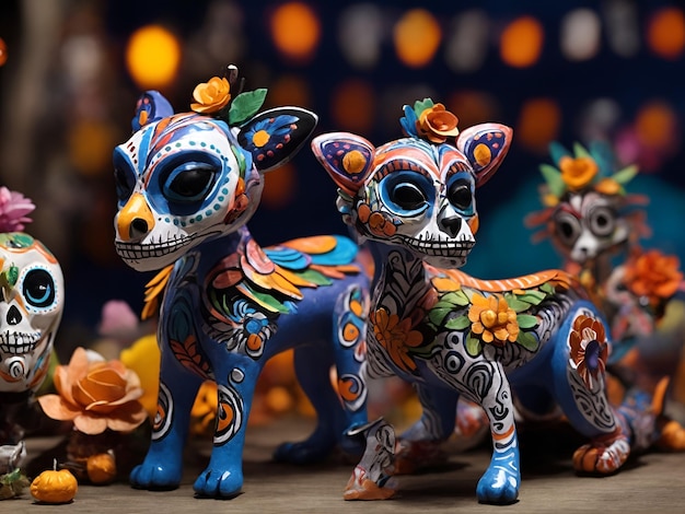 Alebrijes para la celebración mexicana del día de muertos