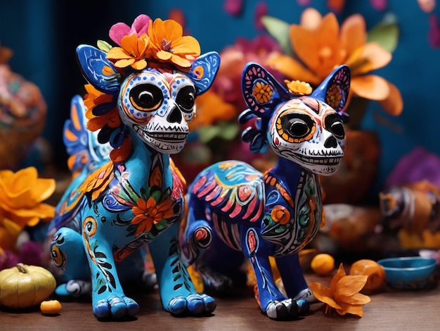 Alebrijes para la celebración mexicana del día de muertos