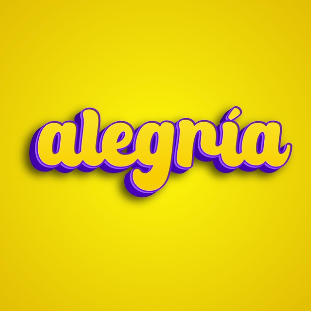Alegra tipografía diseño 3D amarillo rosa blanco fondo foto jpg