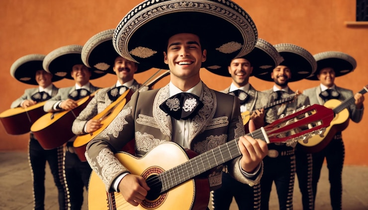 Foto la alegre banda de mariachis actuando