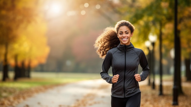 Alegre corredor feminino no parque