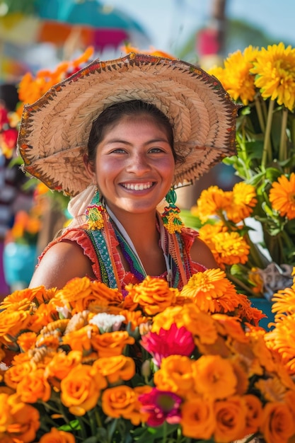 Alegre festa de flores alegre feria de las flores flores celebrando a exuberança do festival floral da Colômbia onde as flores abundam em uma atmosfera colorida e festiva