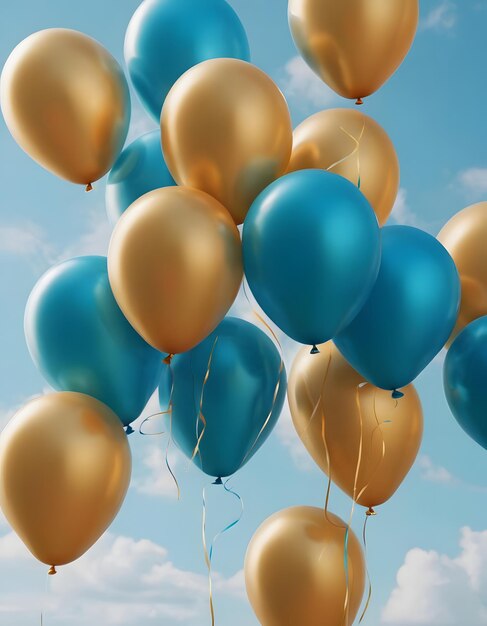 Un alegre globo azul flotando en el aire en un cielo despejado