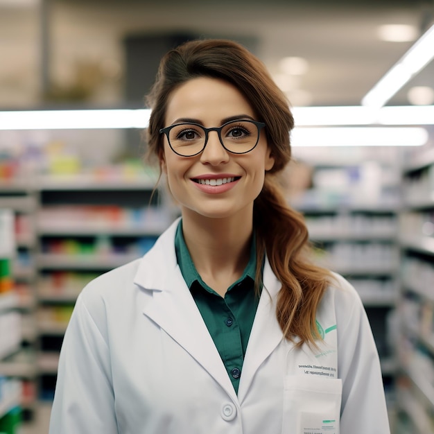 Alegre joven farmacéutica afroamericana