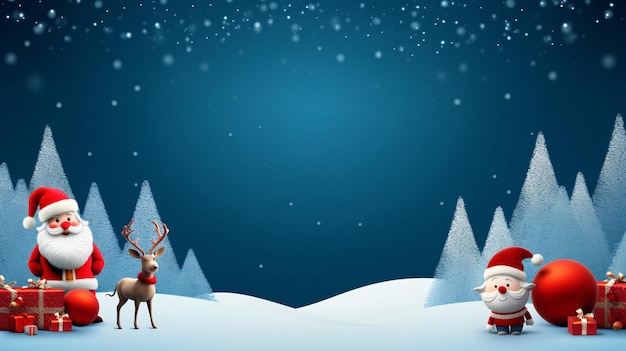 Alegre Papai Noel e renas entregando presentes em uma IA generativa do País das Maravilhas do Inverno