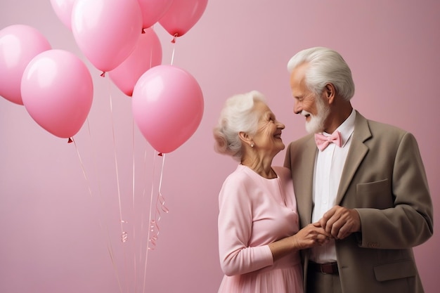 Una alegre pareja de ancianos enamorados IA generativa