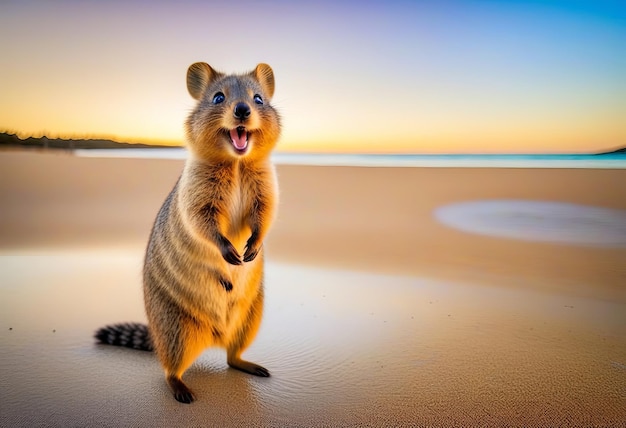 Foto el alegre quokka de perth, en el oeste de australia