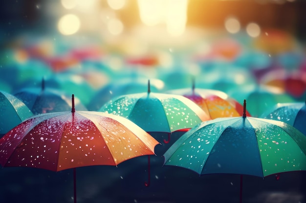 Alegres guarda-chuvas coloridos Gerar Ai