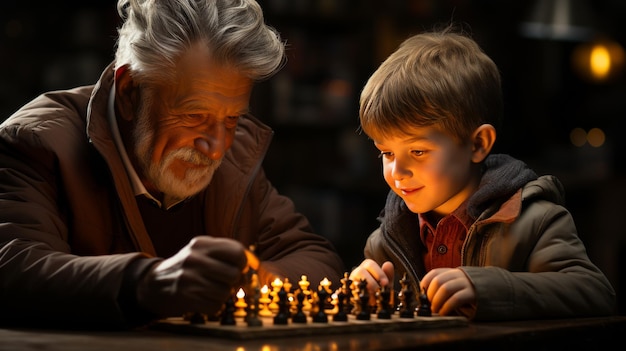 La alegría del ajedrez Un abuelo transmitiendo su conocimiento y amor por el juego a su nieto