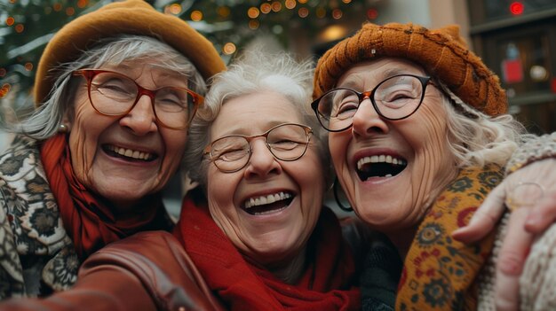 Foto alegría atemporal celebrar amistades de toda la vida con risas sinceras