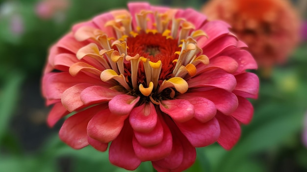 Foto alegría contagiosa de una zinnia generada por ia