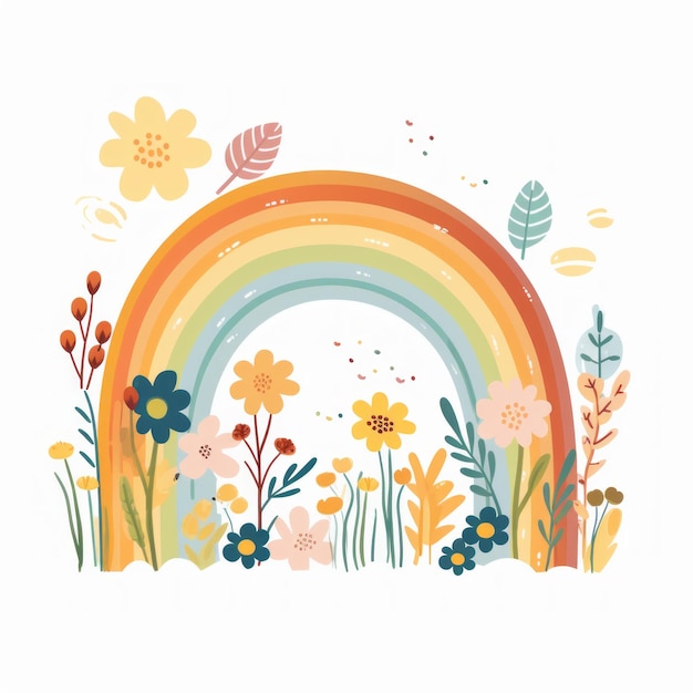 La alegría de la guardería adorable colorido Boho arco iris un irresistiblemente lindo minimalista vector plano Illu