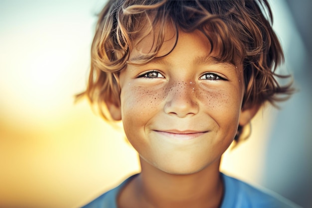 La alegría inocente del niño sonriente de cerca