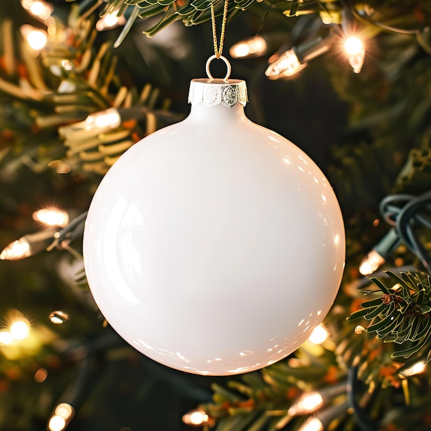 Alegría navideña desatada Ornamento blanco en blanco Deseando Feliz Navidad