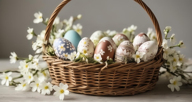 La alegría de Pascua en una canasta tejida