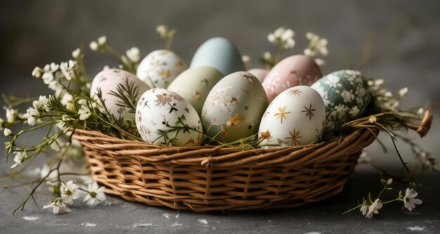 La alegría de Pascua en una canasta tejida