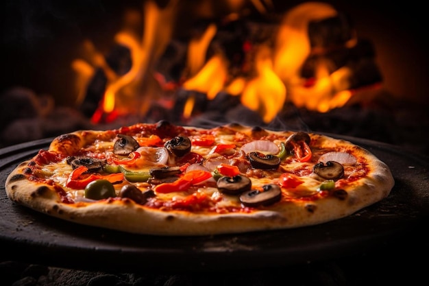 La alegría de la pizza en el horno de ladrillo