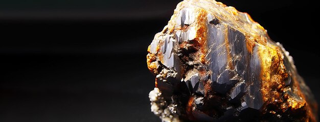 Foto aleksite es una rara piedra natural preciosa en un fondo negro generado por la ia.