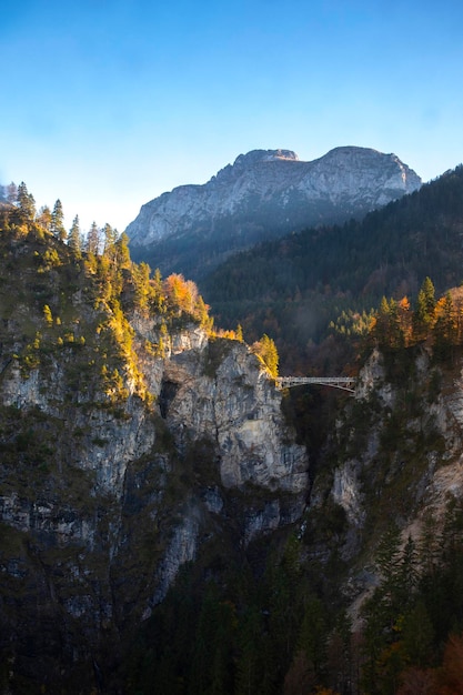 Alemanha Baviera Schwangau Neuschwanstein Castelo montanhas pôr do sol