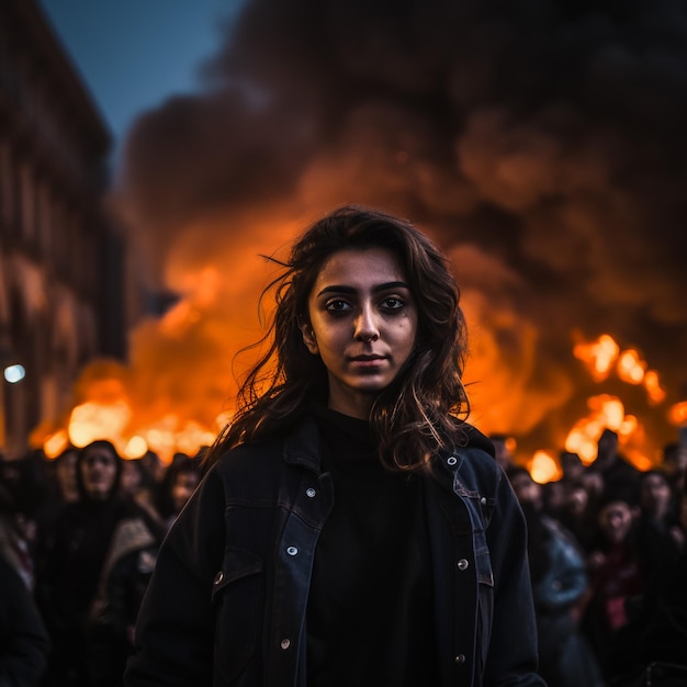 Alemanha Hamburgo 07 de julho de 2017 Manifestantes em frente ao fogo durante a cúpula do G20 em Hamburgo