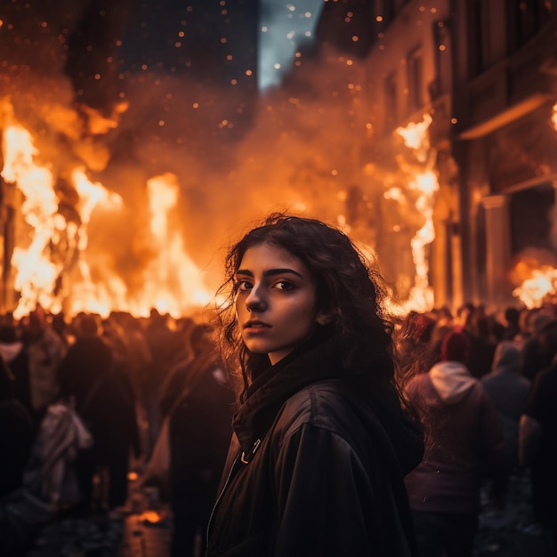 Alemanha Hamburgo 07 de julho de 2017 Manifestantes em frente ao fogo durante a cúpula do G20 em Hamburgo