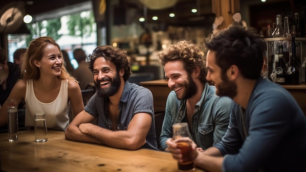 Alemanha Munique Amigos juntos no café sorrindo