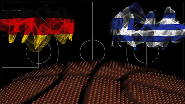 Alemanha vs Grécia Basquetebol, bandeira de fumo, Jogo desportivo