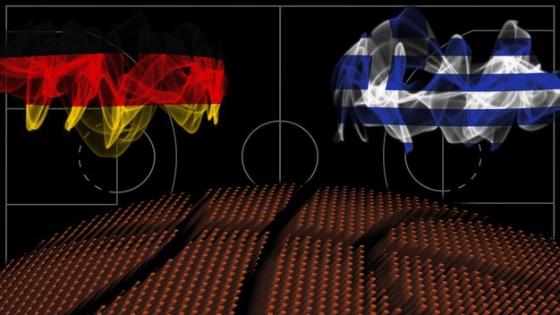 Alemanha vs frança basquetebol, bandeira de fumaça, jogo de esporte