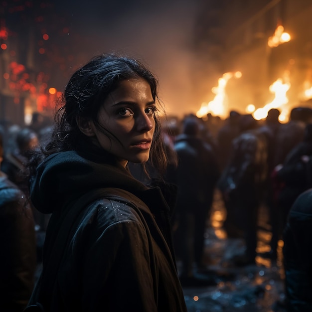 Alemania 7 de julio de 2017 Manifestantes frente al fuego durante la cumbre del G20 en Hamburgo