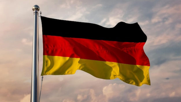 Alemania ondeando la bandera contra un cielo nublado