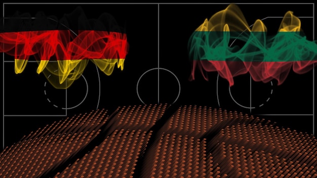 Alemania vs Lituania Baloncesto, bandera de humo, juego deportivo