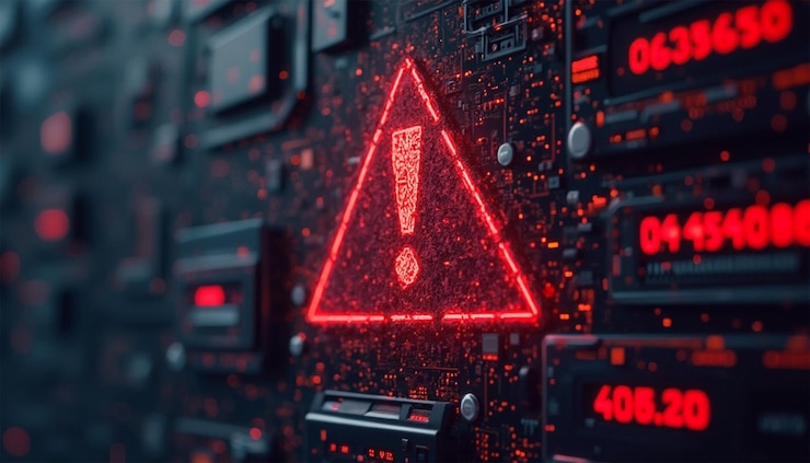 Foto alerta de advertencia de sistema hackeado debido a un ataque de piratas informáticos