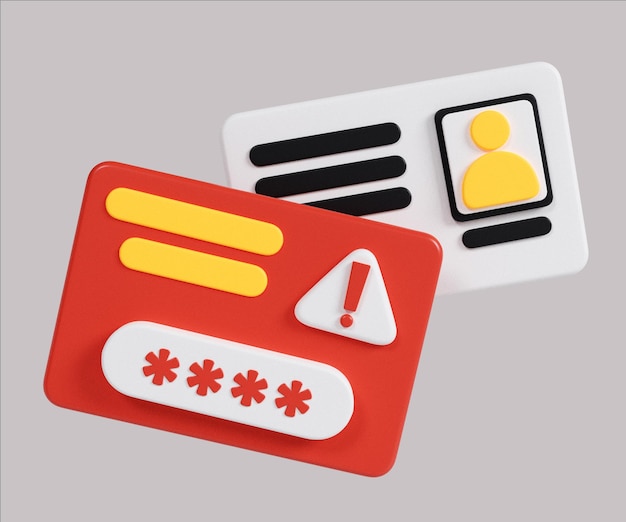 Alerta de seguridad de identidad y contraseña Render 3D