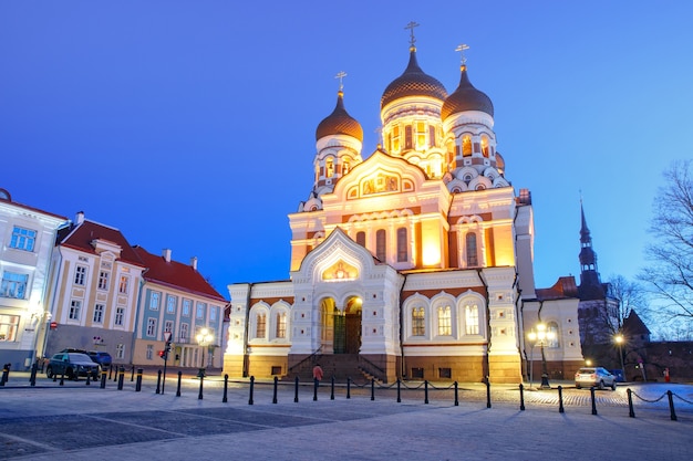 Alexander-Newski-Kathedrale bei Nacht in Tallinn