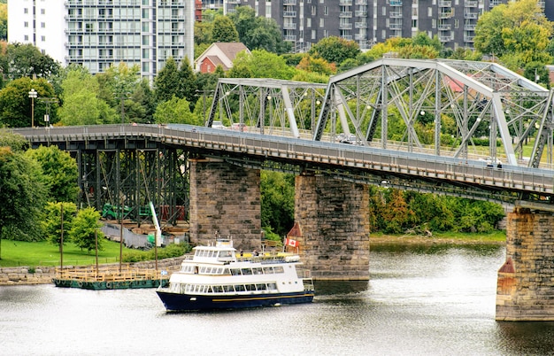 Alexandra Bridge em dia nublado em Ottawa