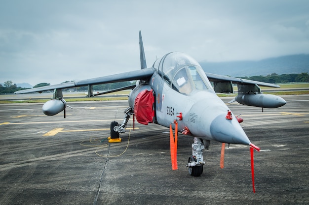 Alfa avião de combate a jato no aeroporto