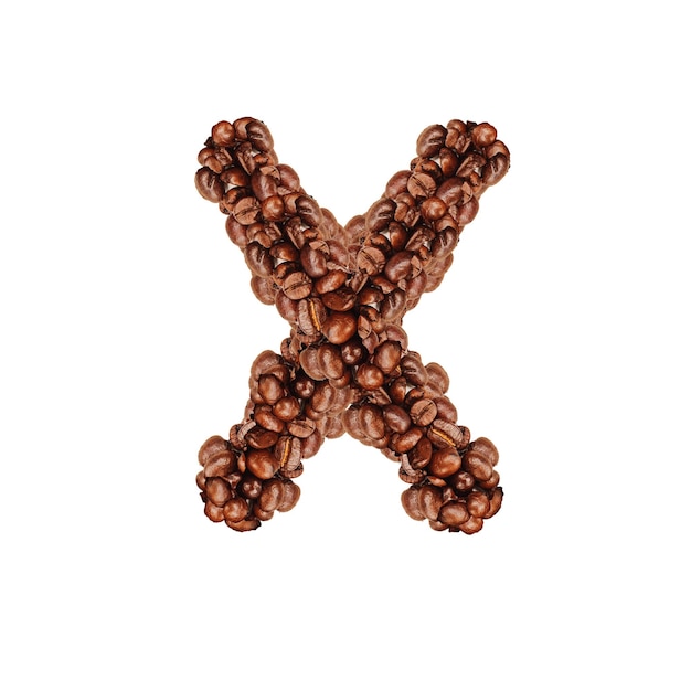 Foto alfabeto a a z feito de grãos de café