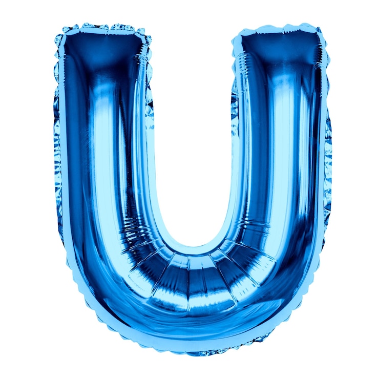 Foto alfabeto azul u png carta de balão de folha clipart fundo transparente