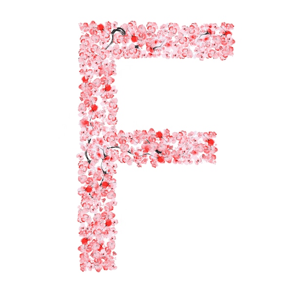 Alfabeto de flor de Sakura. Letra F