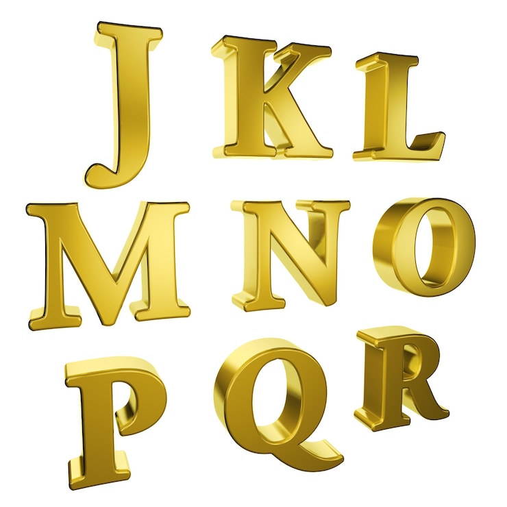 Foto alfabeto dourado j a r